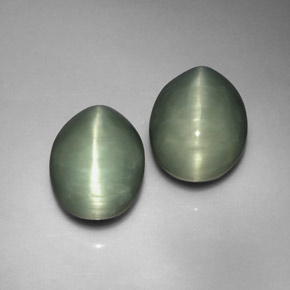 Quartz cat's eye naturale verde da  ct, taglio ovale, opaco