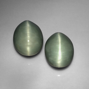 Quartz cat's eye naturale verde da  ct, taglio ovale, opaco