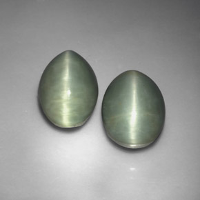 Quartz cat's eye naturale verde da  ct, taglio ovale, opaco