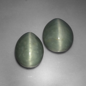 Quartz cat's eye naturale verde da  ct, taglio ovale, opaco