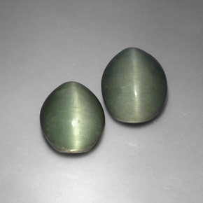 Quartz cat's eye naturale verde da  ct, taglio ovale, opaco