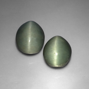 Quartz cat's eye naturale verde da  ct, taglio ovale, opaco