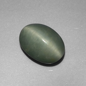 Quartz cat's eye naturale verde da 4,48 ct, taglio ovale, opaco