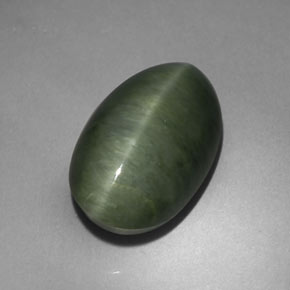 Quartz cat's eye naturale verde da 5,75 ct, taglio ovale, opaco