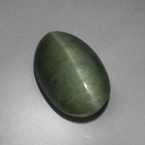 Quartz cat's eye naturale verde da 5,75 ct, taglio ovale, opaco