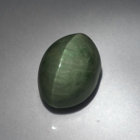 Quartz cat's eye naturale verde da 5,53 ct, taglio ovale, opaco