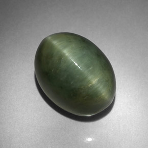 Quarzo Occhio di Gatto Verde naturale da 7,86 ct, Taglio ovale, Opaco