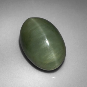 Quarzo occhio di gatto verde naturale da 4,98 ct, taglio ovale, opaco