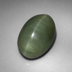 Quarzo occhio di gatto verde naturale da 4,98 ct, taglio ovale, opaco