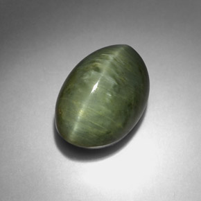 Quarzo occhio di gatto verde naturale da 5,08 ct, taglio ovale, opaco
