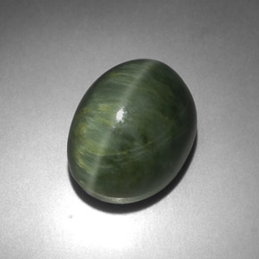 Quartz cat's eye naturale verde da 7,21 ct, taglio ovale, opaco