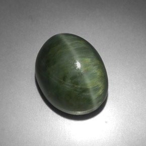 Quartz cat's eye naturale verde da 7,21 ct, taglio ovale, opaco