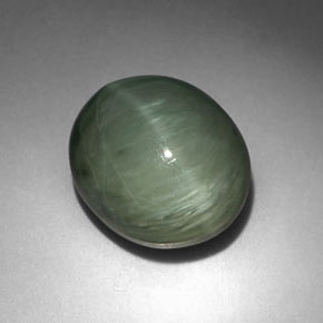 Quarzo occhio di gatto naturale verde da 6,35 ct, taglio ovale, opaco