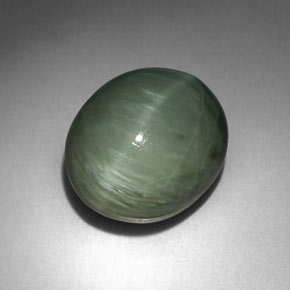 Quarzo occhio di gatto naturale verde da 6,35 ct, taglio ovale, opaco