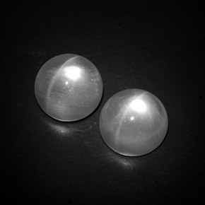 Quartz cat's eye naturale bianco da  ct, taglio rotondo, trasparente