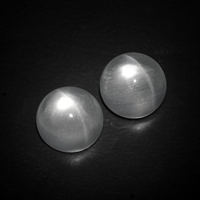Quartz cat's eye naturale bianco da  ct, taglio rotondo, trasparente
