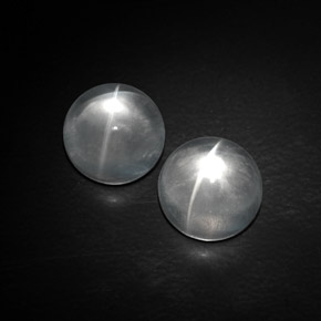 Quartz cat's eye naturale bianco da  ct, taglio rotondo, trasparente