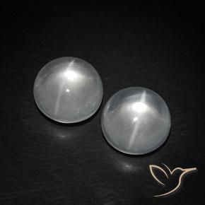 Gemme di Quarzo Occhio di Gatto Bianco naturale da 8.87 ct, Rotondo, Trasparente
