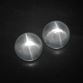 Quartz cat's eye naturale bianco da  ct, taglio rotondo, trasparente