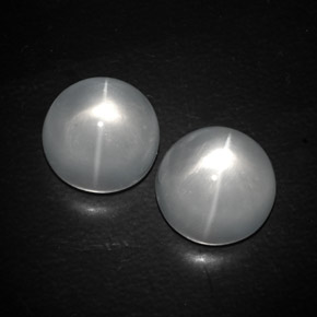 Quartz cat's eye naturale bianco da 13,03 ct, taglio rotondo, trasparente