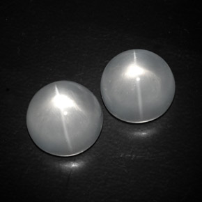 Quartz cat's eye naturale bianco da 13,03 ct, taglio rotondo, trasparente
