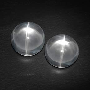 Quartz cat's eye naturale bianco da  ct, taglio rotondo, trasparente