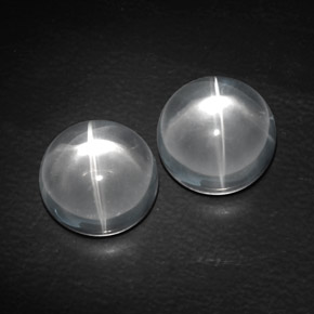 Quartz cat's eye naturale bianco da  ct, taglio rotondo, trasparente