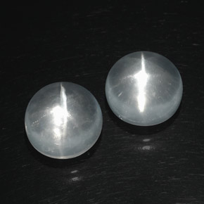 Quartz cat's eye naturale bianco da  ct, taglio rotondo, trasparente