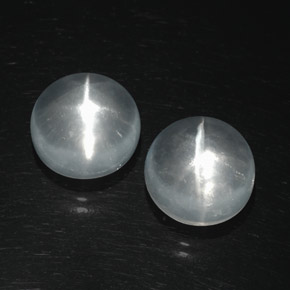 Quartz cat's eye naturale bianco da  ct, taglio rotondo, trasparente