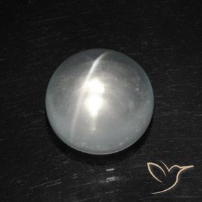8.09ct Naturale Bianco Quarzo effetto occhio di gatto, Rotondo, Trasparente