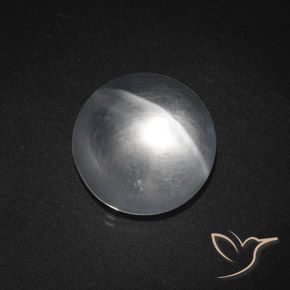 7.59ct Naturale Bianco trasparente Quarzo effetto occhio di gatto, Rotondo, Trasparente