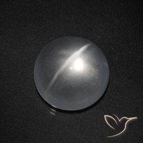 8.13ct Naturale Bianco trasparente Quarzo effetto occhio di gatto, Rotondo, Trasparente