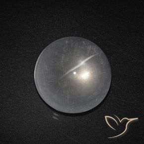 8.70ct Naturale Bianco trasparente Quarzo effetto occhio di gatto, Rotondo, Trasparente