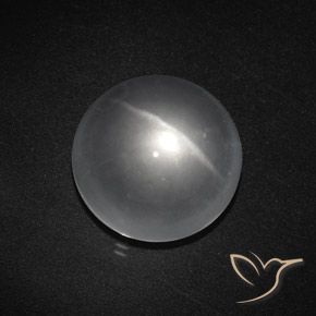 8.43ct Naturale Bianco trasparente Quarzo effetto occhio di gatto, Rotondo, Trasparente