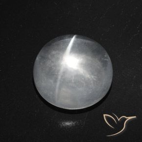 7.71ct Naturale Bianco trasparente Quarzo effetto occhio di gatto, Rotondo, Trasparente