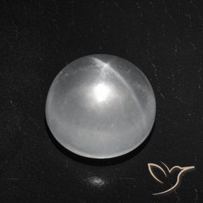 7.03ct Naturale Bianco trasparente Quarzo effetto occhio di gatto, Rotondo, Trasparente