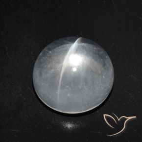7.51ct Naturale Bianco trasparente Quarzo effetto occhio di gatto, Rotondo, Trasparente