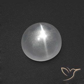 7.97ct Naturale Bianco trasparente Quarzo effetto occhio di gatto, Rotondo, Trasparente