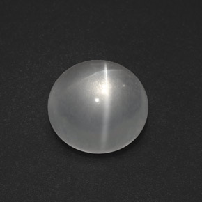 Quartz cat's eye naturale bianco da 7,54 ct, taglio rotondo, trasparente
