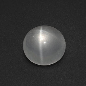 Quartz cat's eye naturale bianco da 7,54 ct, taglio rotondo, trasparente