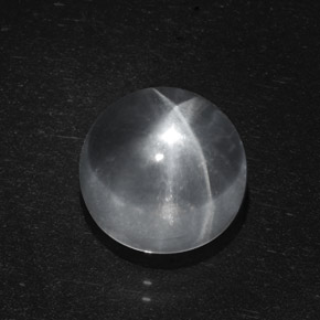Quartz cat's eye naturale bianco da 6,95 ct, taglio rotondo, trasparente