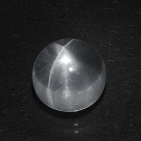 Quartz cat's eye naturale bianco da 6,95 ct, taglio rotondo, trasparente