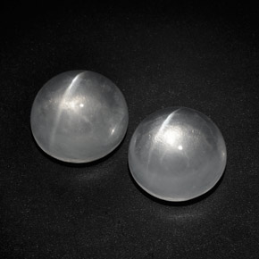 Quartz cat's eye naturale bianco da  ct, taglio rotondo, trasparente