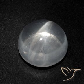 9.40ct Naturale Bianco trasparente Quarzo effetto occhio di gatto, Rotondo, Trasparente