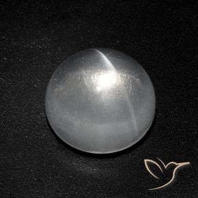 7.77ct Naturale Bianco trasparente Quarzo effetto occhio di gatto, Rotondo, Trasparente