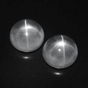 Quartz cat's eye naturale bianco da 9,41 ct, taglio rotondo, trasparente