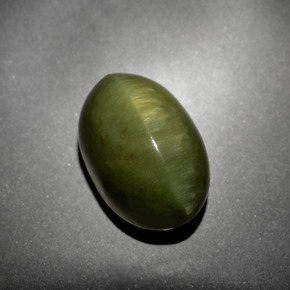 Quartz cat's eye naturale verde da 10,21 ct, taglio ovale, opaco
