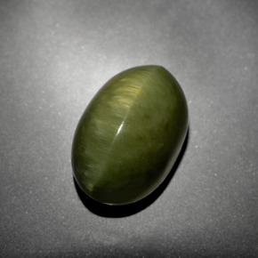 Quartz cat's eye naturale verde da 10,21 ct, taglio ovale, opaco