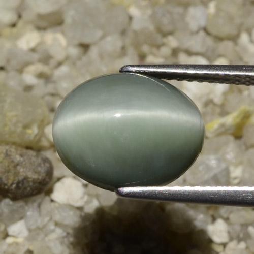 Quarzo Occhio di Gatto Grigio medio naturale da 6.06 ct, Ovale, Opaco