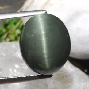Quarzo Occhio di Gatto Verde naturale da 7.61 ct, Taglio ovale, Opaco